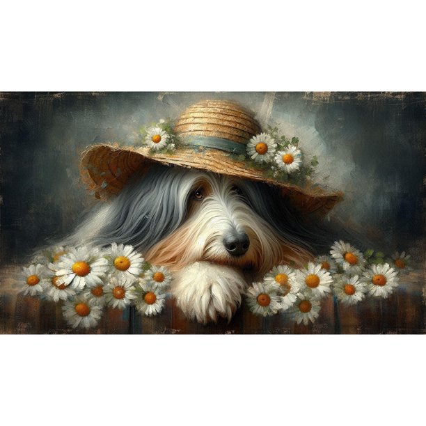 Kit Pintura Por Números Sobre Lienzo Arte Al Óleo Artesanal Imagen Perro Pared Del 70x40cm