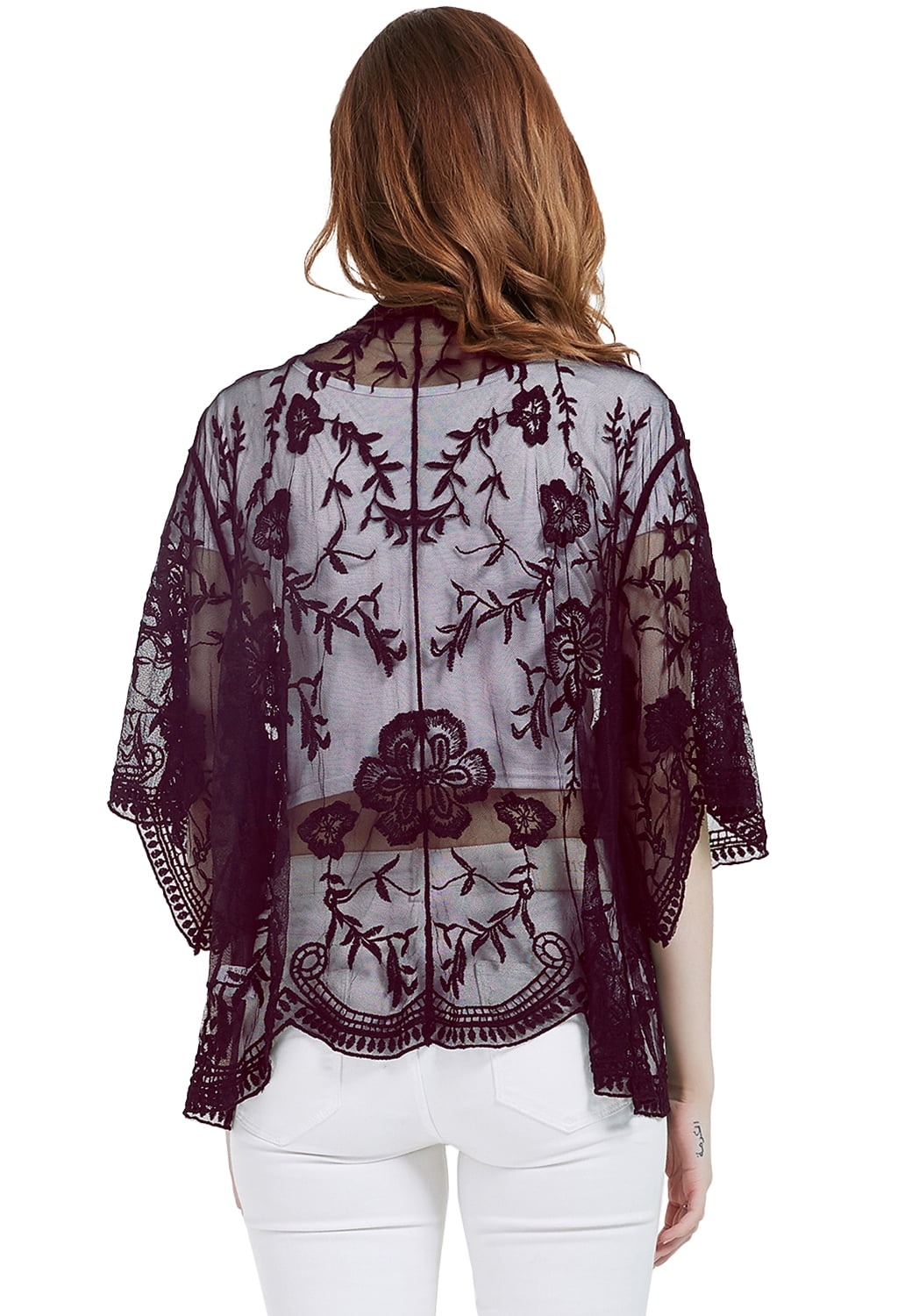 Loose Kimono Cardigan Capes, Burgundy 
