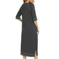 thumbnail image 4 of Tii.MM Women's Zip up Nightgown Housecoat Soft Comfy 3/4 Sleeve Pajama Midi Dress Sleepwear Causal Loungewear with Pockets, 4 of 6