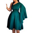 thumbnail image 1 of Vestido De Fiesta De Cóctel con Manga Acampanada Y Cuello Diagonal para Mujer,Green-L, 1 of 4
