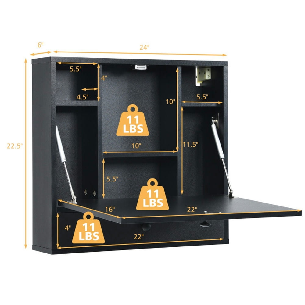 YYAo Laptop Notebook Table,Bedside Desk Laptop Stand,Wall-Mount Floating  Desk Foldable Space Saving Laptop Workstation Black - Walmart.com, image size:1000x1000