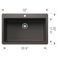 thumbnail image 5 of Blanco 443197 Liven 33" Drop-In/Undermount Super Single Basin Silgranit Kitchen Sink -, 5 of 7
