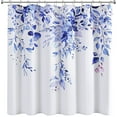 thumbnail image 6 of Green Eucalyptus Shower Curtains for Bathroom Spring Plant Watercolor Leaf and Floral Shower Curtain Set with Hooks Slub Textured Fabric Water Repellent Bathroom Decor 72x72, 6 of 6