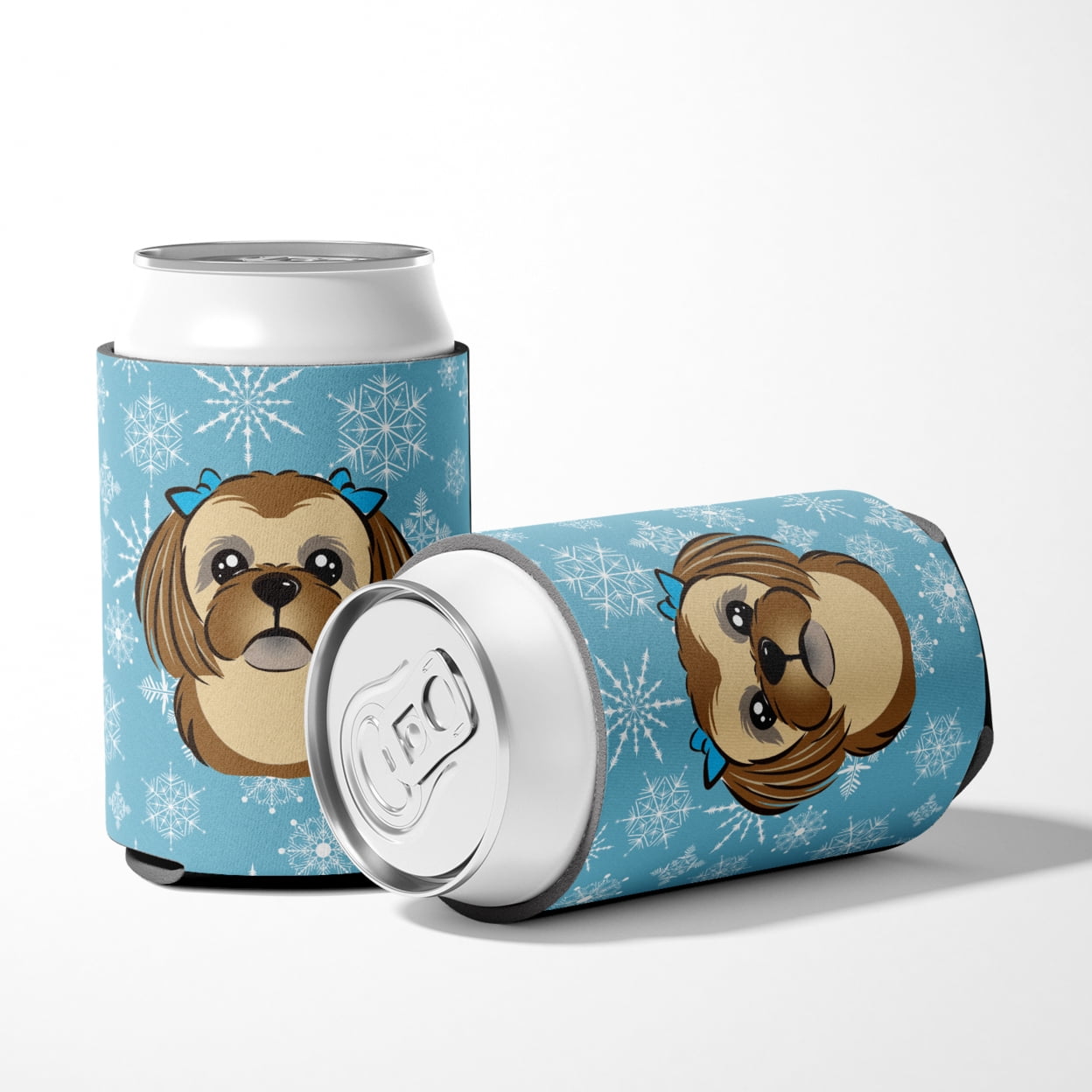 Snowflake Chocolate Brown Shih Tzu Can or Bottle Hugger
