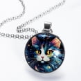 thumbnail image 2 of Cat Women's Round Glass Pendant Necklace, 2 of 5