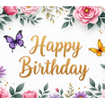 thumbnail image 4 of Floral Happy Birthday Banner Decorative Butterfly Garden for Birthday Party Celebration Photo Event, 4 of 8