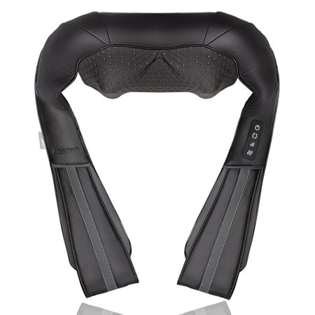 Nekteck Shiatsu Neck Massager with Heat, Electric Deep Tissue 3D Kneading Massage Pillow - Black