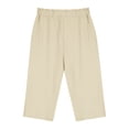 thumbnail image 5 of Twczz Girls Capris with Pockets- Elastic Waist Casual Summer Tie Front Kids Beach Pants Beige Size 6, 5 of 7