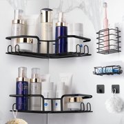 FREEAMG Adhesive Shower Caddy, 6 Pack Corner Bath Organizer, Rustof Stainless Steel Shower Shelves with Large Capacity, No Drilling Shelves for Bathroom Storage, Home, Kitchen Decor