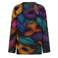 thumbnail image 6 of Womens Mardi Gras Shirts Carnival Feathers Print Long Sleeve Tunic Tops Sequins Crew Neck Party Graphic Tee Blue L, 6 of 6