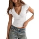 thumbnail image 2 of Camiseta de Mujer con Escote en V Profundo, Color Liso, Corta, Ajustada, para y Verano. S, 2 of 7
