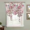 thumbnail image 2 of Light Pink Spring Floral Balloon Curtains for Bedroom/Front Door/Bathroom, Vintage Summer Botanical Tie Up Curtains 63 Inch Length Light Filtering Kitchen Curtains Shades for Windows 46"x63", 2 of 8