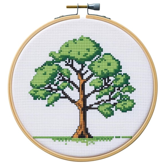 Cartoon Simple Tree 11CT Stamped Cross Stitch Kits Easy for Beginners Child with Hoop DIY Needlepoint Counted Embroidery Kits Art Craft Wall Decor 12x12IN(2)
