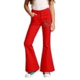 thumbnail image 2 of TGPMGRZ Girls School Uniform Pants Kids Bootcut School Uniform Slacks Back To School Clothing (Heart, Girl, 13-14 Years, Red), 2 of 5