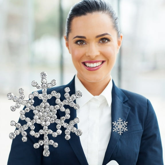 Teissuly Wedding Snowflake Chest Simulation Rhinestone Crystal Pull Pin Christmas