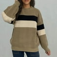 thumbnail image 4 of Tbopshirt Womens Striped Sweater Clearance Under $5,Fall Knitted Sweaters for Women,Casual Loose Knit Sweater Withedges Tassel Round Neck Sweater,up to 40% off Fashion, 4 of 5