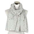 thumbnail image 2 of Prolriy Scarf for Women Fashion Star Moon Foil Printed Scarf Wrap Silk Shawl Travel Scarves Womens Scarf Gray, 2 of 3