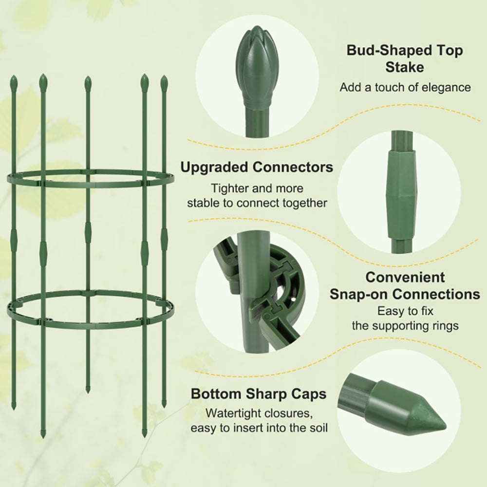 GVN 3-Pack Garden Trellis 40"/60" Tall Plant Support Stands with Clips and Ties-S, Tomato Cages Trellises for Garden for Raised Garden Bed and Pots, Plant Cages & Supports