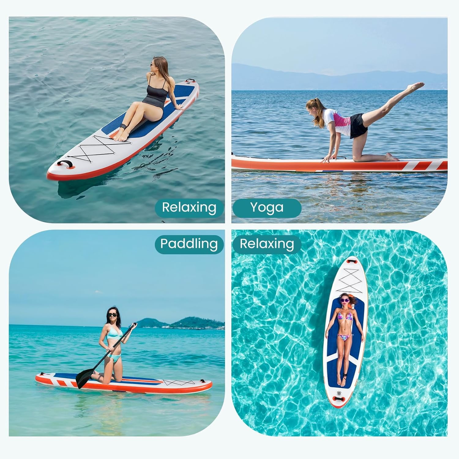 CONCETTA Inflatable Paddle Board,Equipped With SUP Paddle Board Accessories, The Non-slip EVA Deck Design Restarts The Surfboard,Surfboard for Youth&Adults of All Skill Levels，Blue Orange