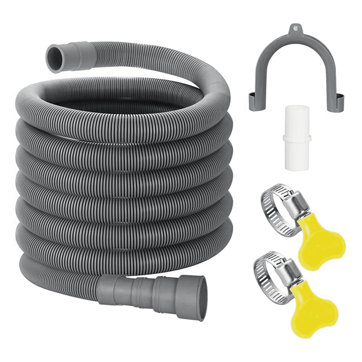 5X Drain Hose Extension Set Universal Washing Machine Hose 10Ft, Include Bracket Hose Connector and Hose Clamps