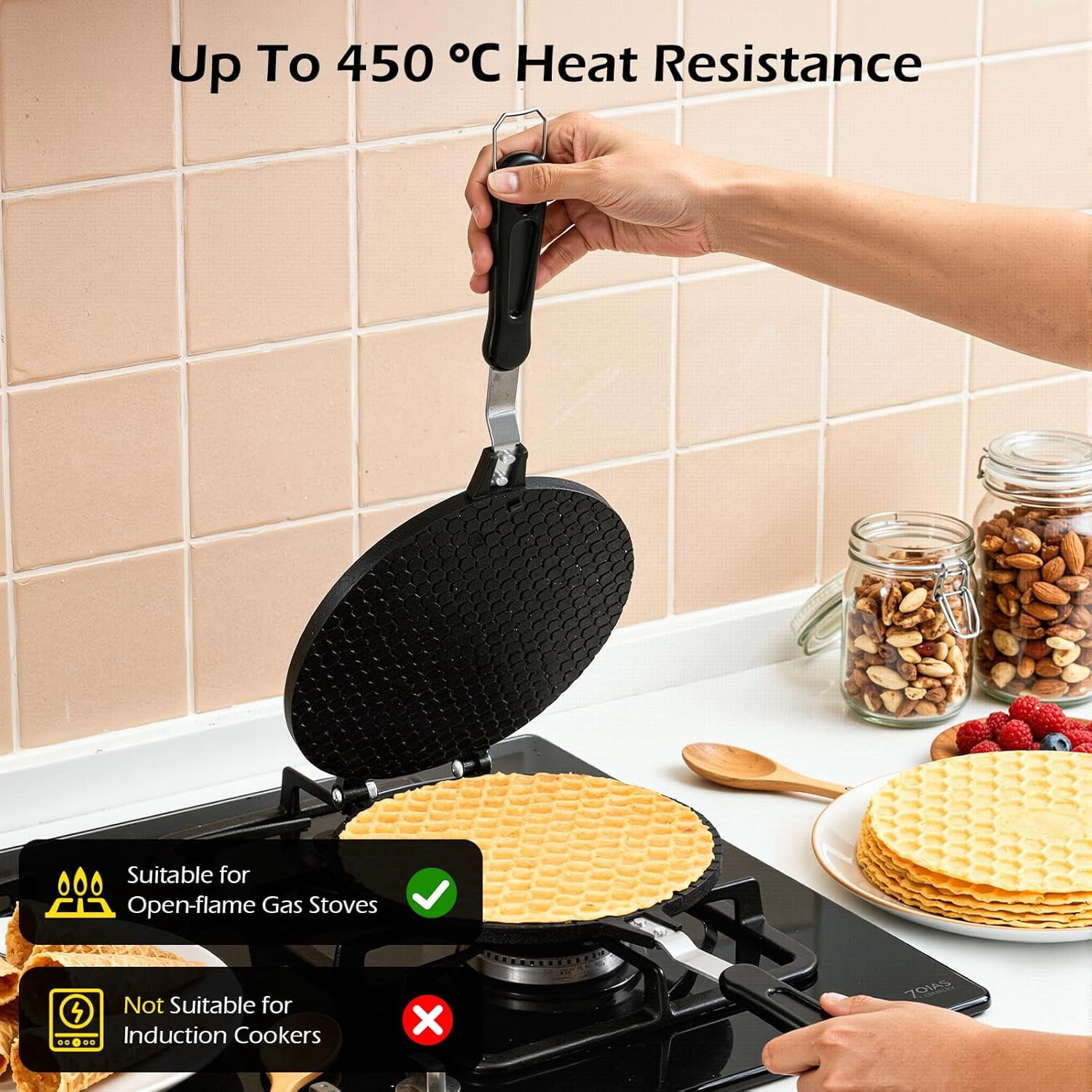 Waffle Cone Maker Non-stick Ice Cream Cone Maker 8.66 inches Aluminum Egg Roll Mold for Crispy Rolls