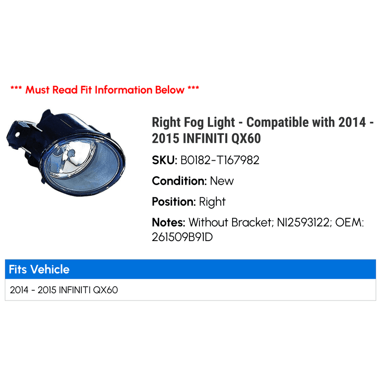 KARPAL Left Driver Side Fog Light Bezel For 2014-2015 Infiniti QX60 2013 JX35