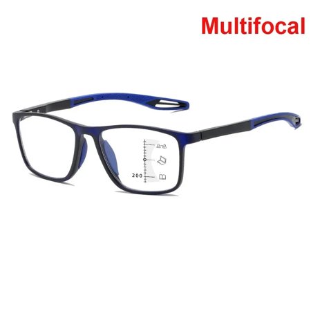 Smart Photochromic Presbyopia Glasses TR90 Sports Progressive Multifocal Reading Eyeglasses Finished Near Far Bifocal Eyewear 1.0 multifocal-blue