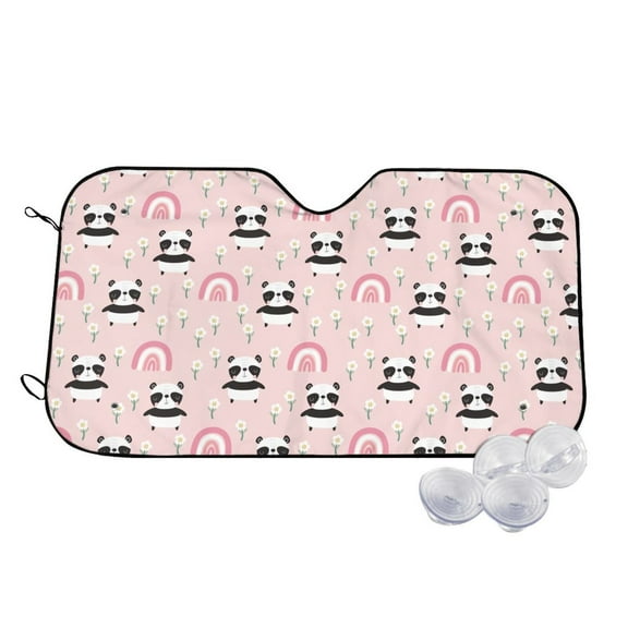 Kdxio Cute Cartoon Panda Print Windshield Sun Shade,UV Rays and Sun Heat Protection,Sunshade for Car Windshield,Car Shade Front Windshield - Small