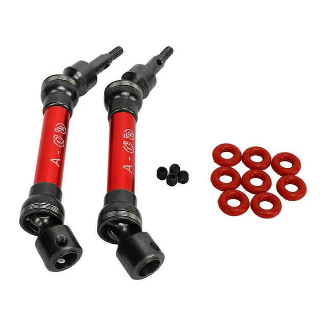 2PCS RC CVD Drive Shaft Steel and Aluminum Alloy Front and Rear Universal RC Transmission Drive Shaft for Arrma 1/10 Red