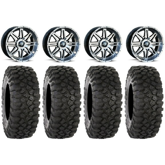 MSA Dark Tint Vibe 14" ATV Wheels 32" XC450 Tires Sportsman RZR Ranger