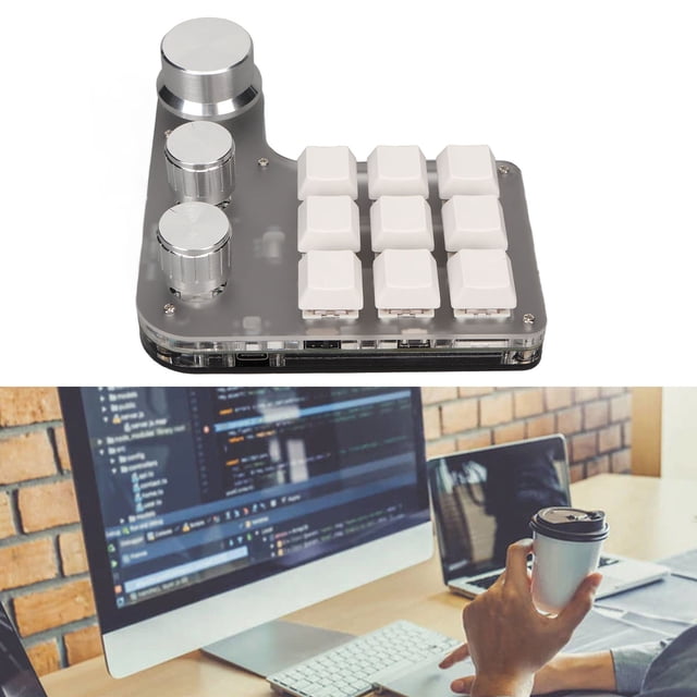 Mini Clavier de Jeu Mécanique Macro, 9 Touches 3 Boutons à une Main USB Clavier PC Programmable Raccourcis Personnalisés Copie Collage Clavier avec Rétroéclairage RVB, Clavier Copie Collage