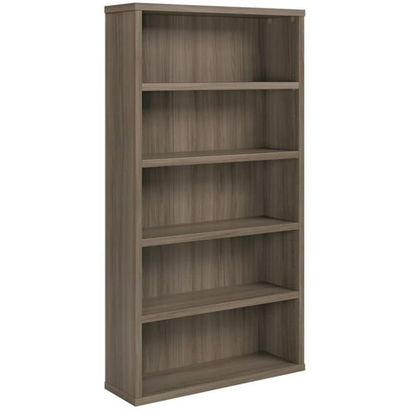Pemberly Row Engineered Wood 5-Shelf Bookcase in Hudson Elm / Brown