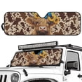 thumbnail image 2 of HUIACONG Brown Cow Print Windshield Sun Shade for Jeep Wrangler TJ JK JKU JL JLU ,Aluminum Foil Film Car Winshied Sun shade,Effectively Blocking Heat and UV Rays, 2 of 6