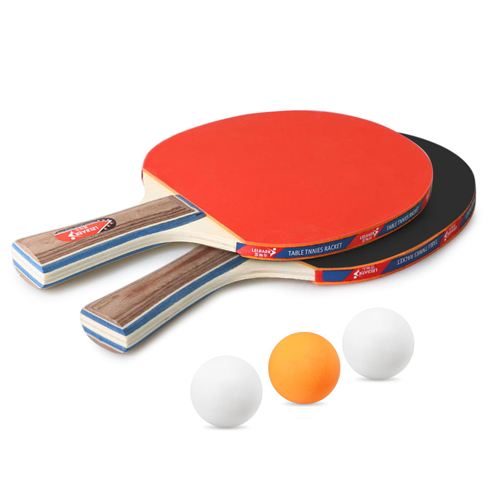 Honeytecs Table Tennis 2 Player Set 2 Table Tennis Bats Rackets Holiday with 3 Ping Pong Balls for School Home 