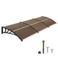 thumbnail image 2 of Macrout 115.9”x 37.8”Outdoor Window Awning Exterior with Polycarbonate Panels for Door Entrance, Air Conditioner, Front and Back Patio Door Canopy for Sun Shelter, UV, Rain, Snow Protection(Brown), 2 of 10