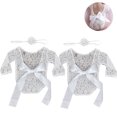 thumbnail image 2 of Mamelucos de encaje para bebés recién nacidos, accesorios de fotografía con tocado de lazo, trajes para disparar para bebés, niños, niñas, princesas, gemelos Ormromra 221649-1, 2 of 8