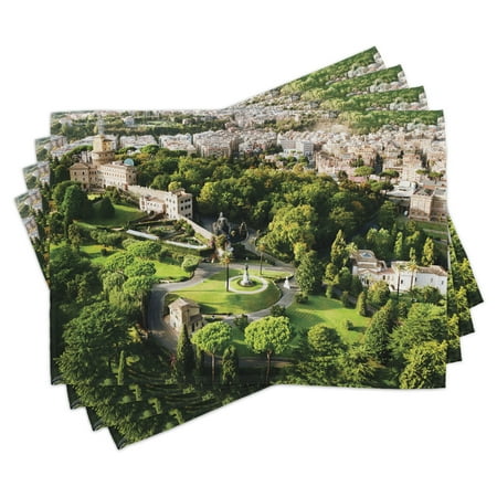 

Italian Placemats Set of 4 Vatican Gardens European Historic Landmark with Famous Monument Picture Print Washable Fabric Place Mats for Dining Room Kitchen Table Decor Tan White Green by Ambesonne