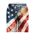 thumbnail image 5 of Men's Independence Day Beach Shorts Celebrating Independence Sports Shorts Stars Stripes Printed Elastic Waist Drawstring with Pockets Cropped Shorts, 5 of 5
