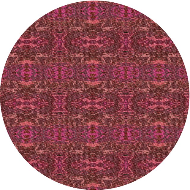 Ahgly Company Tapis Rond Lavable en Machine Intérieur Transitionnel Rouge Cerise, 7 Pieds Rond