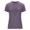 thumbnail image 4 of Women's Slim Fit Tops Short Sleeve Crew Neck Basic Tees Casual Going Out Tight Workout T-Shirts 2025 Summer, 4 of 7