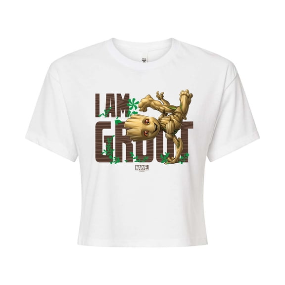 Marvel Guardians of the Galaxy - I Am Groot - Juniors Cropped Graphic T-Shirt