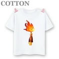 thumbnail image 3 of Camiseta de algodón de manga corta con estampado de dibujos animados para niños y bebés de Disney Elemental Wade Ripple y Embe Anime de moda de verano, 3 of 4