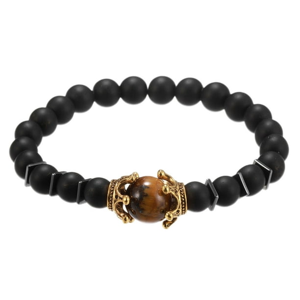 Fiudx Pulsera Elástica de Cuentas de Piedra Natural con Forma de Ojo de Moda para Hombres y Mujeres.