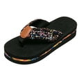 thumbnail image 4 of Rokment Beach Platform Flip Flops for Women 2026 Bohemian Woven Memory Foam Cushion Chunky Flat Dress Slip on Sandals Yoga Mat Comfortable Walking Thongs Slides Slippers Black Size 8.5, 4 of 5