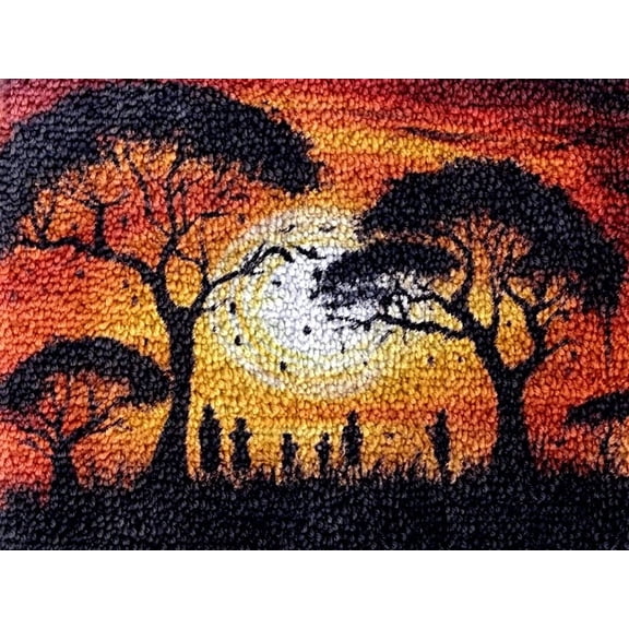 African Tribe Woman Latch Hook Kits Rug DIY Cushion Tapestry Making Crochet Hook Mat Making Kits Color Preprinted Pattern Canvas DIY Carpet Needlework Crochet Kits 52x38cm (f33-22)