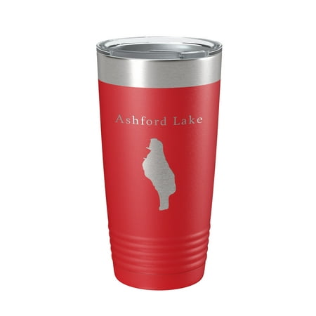 

Ashford Lake Map Tumbler Travel Mug Insulated Laser Engraved Coffee Cup Connecticut 20 oz Red