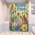 thumbnail image 2 of Ryvnso 4 Pcs Cardinal Bird and Butterfly Bathroom Shower Curtain Set with 12 Hooks Bath Mat Toilet Lid Cover, 2 of 8