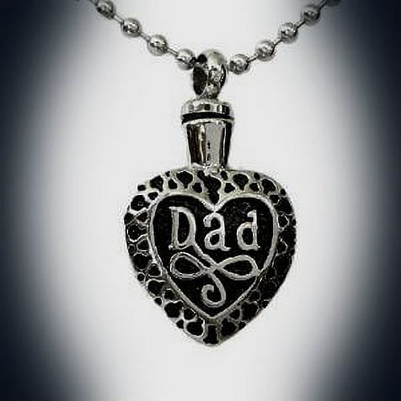 Stainless Steel Dad Heart - Personal Cremation URN with Velvet Pouch & Fill Kit