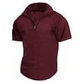 thumbnail image 5 of WREESH Men's Zip Henley Shirts Slim Short Sleeved Casual Sports Solid Color Tops Wine, 5 of 9