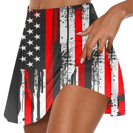 LEBONYARD Women s High-Performance Yoga Skort Women s Summer Pleated Tennis Skirts Stretchy Short Yoga Fake Two Piece Trouser Skirt Shorts Black M